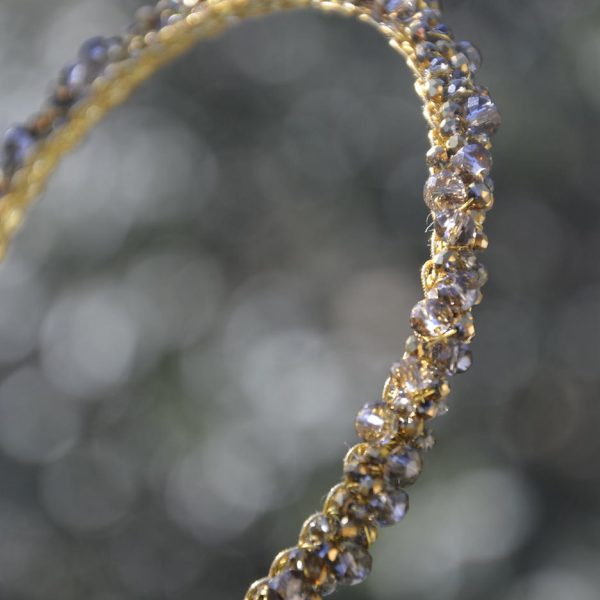 DIADEMA CRISTAL ROCA DORADA
