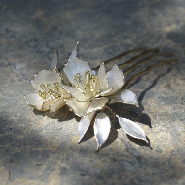 PEINETA CEREZO JAPONÉS engarce dorado